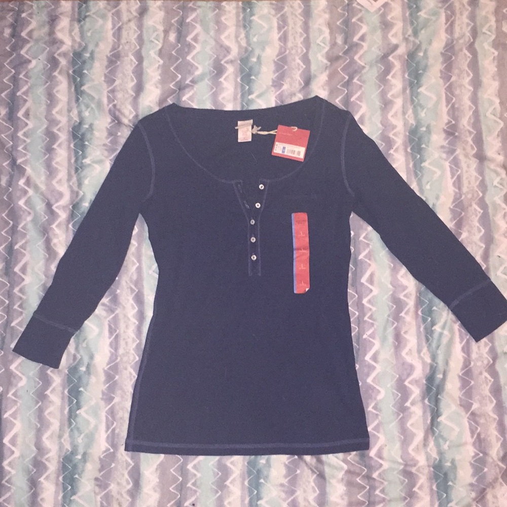Mossimo 3/4 sleeve Henley in blue large
